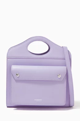 Buy Burberry Purple Mini Pocket Tote Bag in Topstitched Leather For Women Online Ounass Bahrain