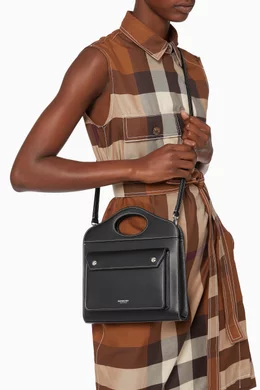 Mini topstitched leather pocket bag shop