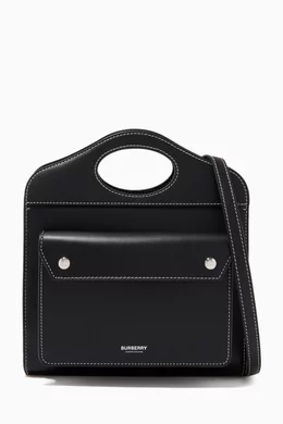 Mini topstitched leather pocket bag 2025