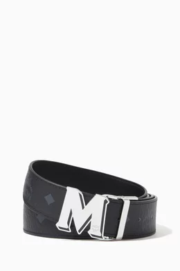 Mcm belt black and white deals