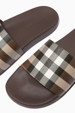 Buy Burberry Brown Furley Slide Sandals in TPU Rubber For Men Online Ounass Bahrain