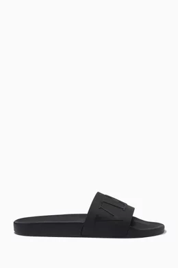Buy Valentino Garavani Black Valentino Garavani VLTN Slide Sandals