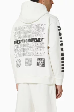 Buy The Giving Movement White Street Oversized Hoodie in Organic Cotton For Men Online Ounass Bahrain