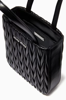 Buy Miu Miu Black Small Tote Bag in Metallic Matelasse Nappa For Women Online Ounass Bahrain
