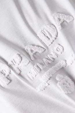 Buy Prada White Logo Embroidered T-shirt in Cotton Jersey For
