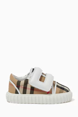 Buy Burberry Neutral Mark Check Sneakers in Cotton Leather For UNISEX Online Ounass Bahrain