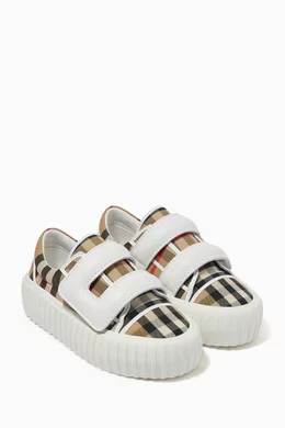 Buy Burberry Neutral Mark Check Sneakers in Cotton Leather For UNISEX Online Ounass Bahrain