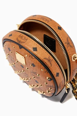Buy MCM Brown Tambourine Crossbody in Studded Visetos Leather For Women Online Ounass Bahrain