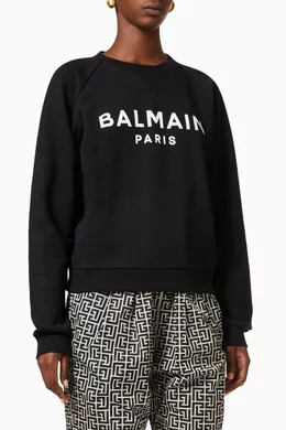 Buy Balmain Black Logo Sweatshirt in Jersey For Women Online Ounass Bahrain