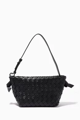 Buy Bottega Veneta Black Tie Shoulder Bag in Intrecciato Leather For Women Online Ounass Bahrain