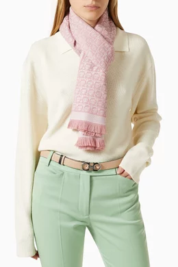 Buy Ferragamo Pink Gancini Scarf in Wool For Women Online Ounass