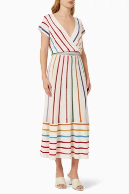 Buy Marella White Calia Striped Midi Dress For Women Online Ounass Bahrain