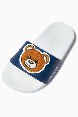 Moschino teddy bear slides sale