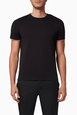 Buy Moncler Black Striped Trim T shirt in Jersey For Men Online Ounass Bahrain