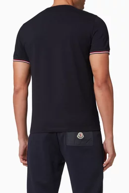 Buy Moncler Blue Striped Trim T shirt in Jersey For Men Online Ounass Bahrain