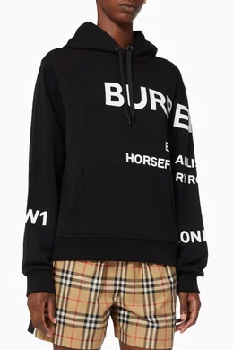 Buy Burberry Black Horseferry Print Oversized Sweatshirt in Loop back Cotton For Women Online Ounass Bahrain