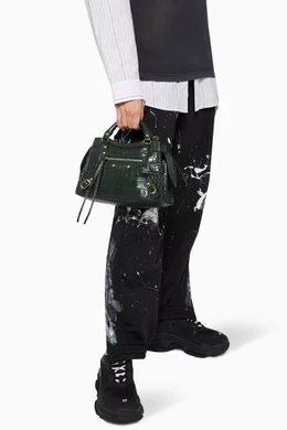 Buy Balenciaga Green Neo Classic Small Top Handle Bag in Croc