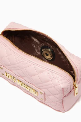 Buy Love Moschino Pink Makeup Bag in Quilted Faux Leather For Women Online Ounass Bahrain