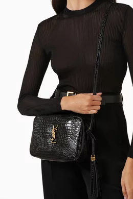 Buy SAINT LAURENT Black Lou Camera Bag in Crocodile embossed Leather For Women Online Ounass Bahrain