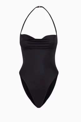 Buy SAINT LAURENT Black Swimsuit in Shiny Jersey For Women Online Ounass Bahrain