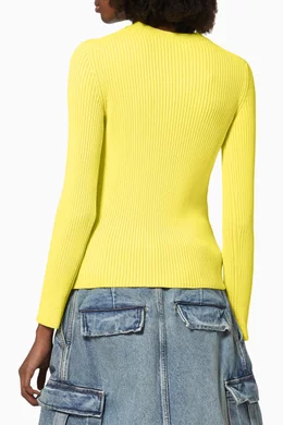 Buy Balenciaga Yellow Logo Sweater in Viscose Knit For Women