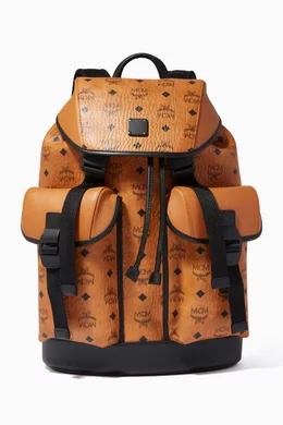 Buy MCM Brown Medium Brandenburg Backpack in Visetos Nappa Leather For Men Online Ounass Bahrain