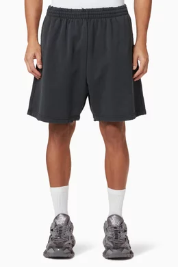 Buy Balenciaga Black Political Campaign Large Fit Sweat Shorts in 