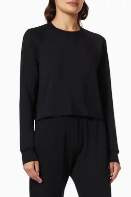 Buy Splits59 Black Warm Up Crop Sweatshirt in Fleece For Women