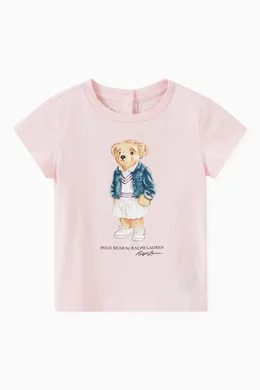 Buy Polo Ralph Lauren Pink Polo Bear T Shirt in Jersey For Baby Girls Online Ounass Bahrain
