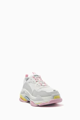 Buy Balenciaga Grey Triple S Rainbow Sole Sneakers in Leather Mesh For Women Online Ounass Bahrain
