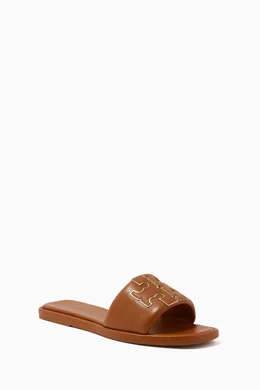 Buy Tory Burch Multicolour Double T Logo Slides in Leather For Women Online Ounass Bahrain