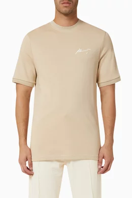 Buy Prevu Neutral Signature Core Embroidered T shirt in Cotton Jersey For Men Online Ounass Bahrain