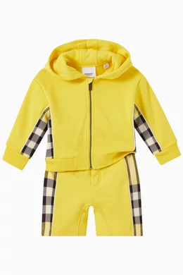 Buy Burberry Yellow Check Panel Graham Hoodie in Cotton For Baby Boys Online Ounass Bahrain