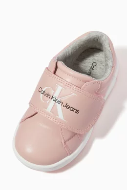 Buy Calvin Klein Pink Logo Strap Sneakers in Faux Leather For Girls Online Ounass Bahrain