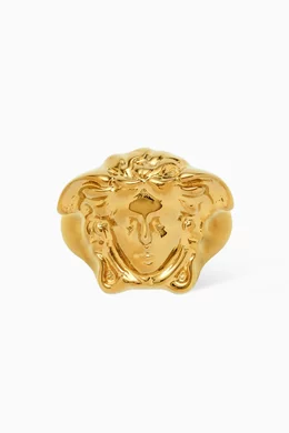 Buy Versace Gold Large Medusa Head Ring in Brass For Women Online Ounass Bahrain