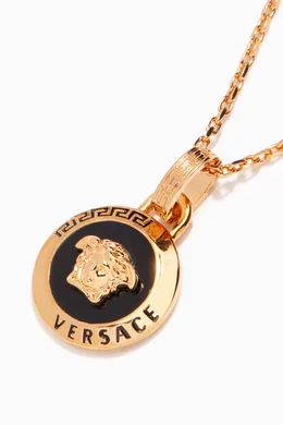 Buy Versace Black Medusa Coin Necklace in Gold toned Brass For Women Online Ounass Bahrain