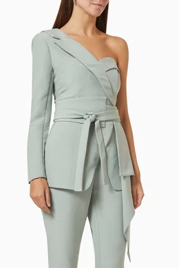 Buy Lavish Alice Green One Shoulder Tux Jacket For Women Online Ounass Bahrain