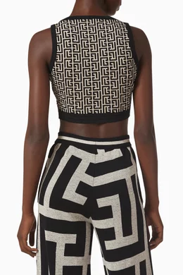 Knit balmain logo crop top hot sale