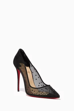 Buy Christian Louboutin Black Follies Strass 100 Pumps in Mesh Suede For Women Online Ounass Bahrain