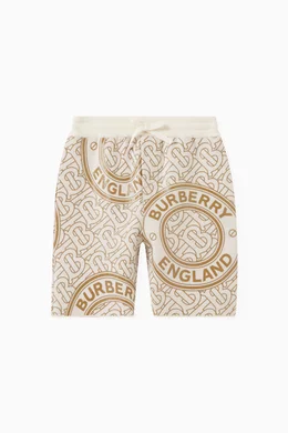 Buy Burberry Neutral Logo Print Shorts in Wool Blend For Boys Online Ounass Bahrain