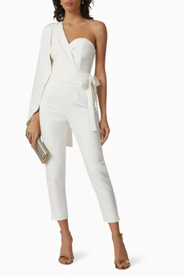 Lavish alice off white tailored cape jumpsuit online