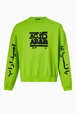 Buy Balenciaga Green Balenciaga Music Acid Arab Merch Sweatshirt in Medium Fleece For UNISEX Online Ounass Bahrain