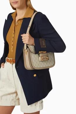 Buy Gucci Neutral Horsebit 1955 Small Bag in GG Supreme Canvas For
