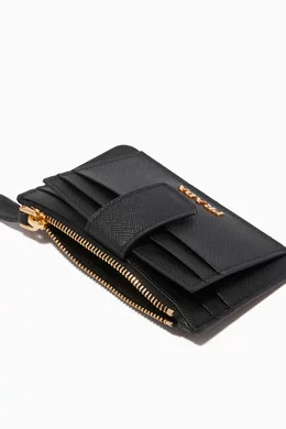 Buy Prada Black Logo Zip Card Holder in Saffiano Leather For Women Online Ounass Bahrain