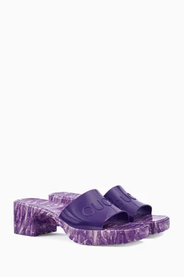 Buy Gucci Purple Logo Slide Sandals in Rubber For Women Online Ounass Bahrain