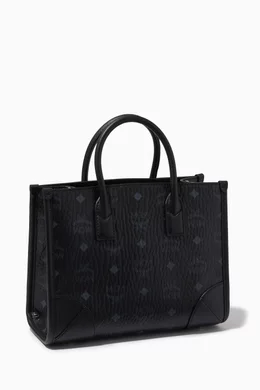 Buy MCM Black Small Munchen Tote Bag in Visetos Coated Canvas For Women Online Ounass Bahrain