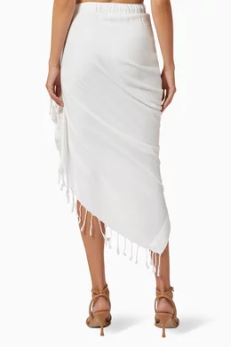 Buy Just Bee Queen White Tulum Ruched Midi Skirt in Organic Cotton For Women Online Ounass Bahrain