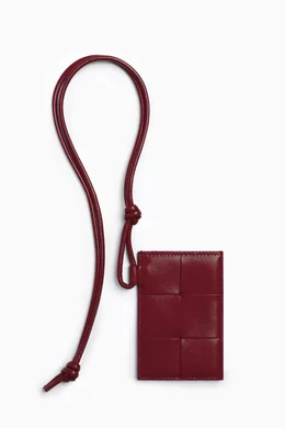 Buy Bottega Veneta Burgundy Lanyard Card Case in Intrecciato Nappa Leather For Women Online Ounass Bahrain