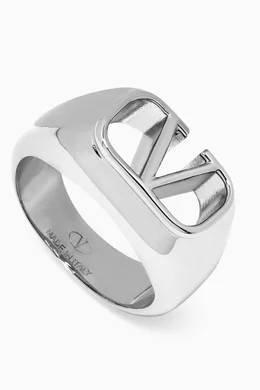 Buy Valentino Garavani Silver Valentino Garavani VLogo Signature Ring in Metal For Men Online Ounass Bahrain