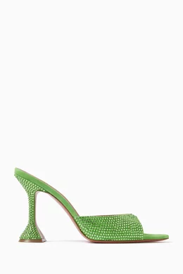 Buy Amina Muaddi Green Caroline 95 Crystal-embellished Mules in